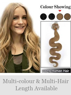 Wavy 20" 100% Human Hair Micro Loop Hair Extensions