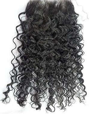 Free Part Curly Natural Black Remy Human Hair Lace Closure 