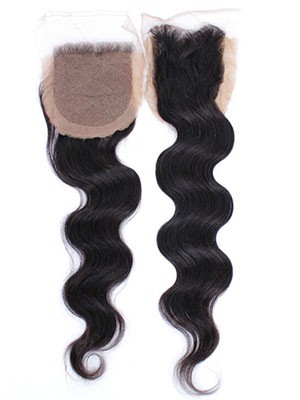 Perfect Remy Hair Free Part Body Wave Natural Black Lace Closure