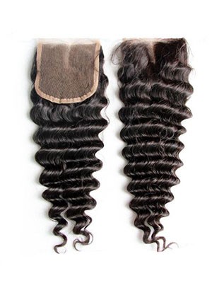 Remy Hair Deep Curly Middle Part Lace Closure