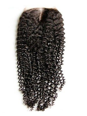 Curly Middle Part Remy Hair Lace Closure