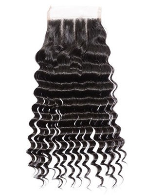 3-Part Deep Wave 100% Remy Hair Lace Closure