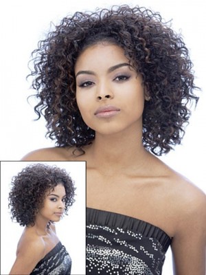 Medium Length Curly 3/4 Synthetic Wig