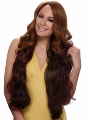 Wavy Long African American Wig Without Bangs