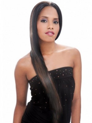 Straight Long Synthetic African American Wig