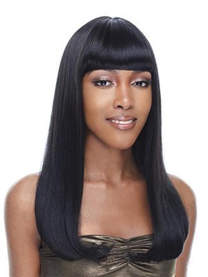 Long Straight Synthetic Lace Front Wig With Bangs