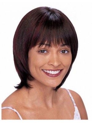 Capless Straight Remy Human Hair Wig With Bangs