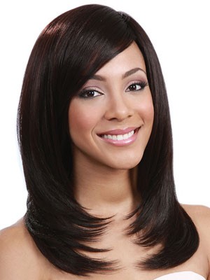 Straight Synthetic Medium Length Lace Front Wig
