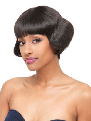 Short Straight Front Lace Human Hair Wig