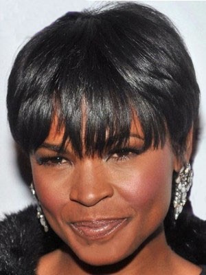 Short Straight Black African American Wig