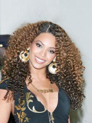 Beyonce Knowles Curly Full Lace Real Human Hair Wig