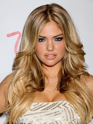 Kate Upton Human Hair Lace Front Wavy Wig