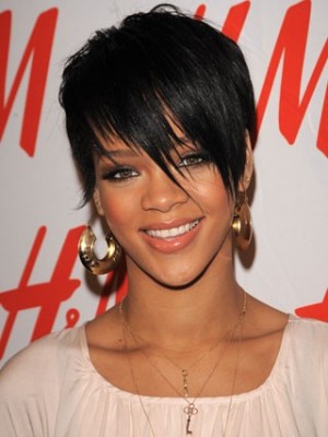 Rihanna's Hairstyle Short Wig With Bangs