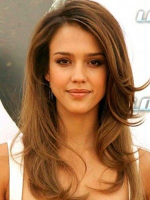 Jessica Alba Rosy Straight Human Hair Lace Front Wig