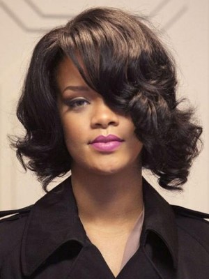 Medium Wavy Rihanna Hairstyle Lace Front Wig