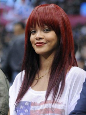 Rihanna Long Straight Remy Human Hair Wig