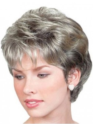 Gray Short Wavy Lace Front Wig