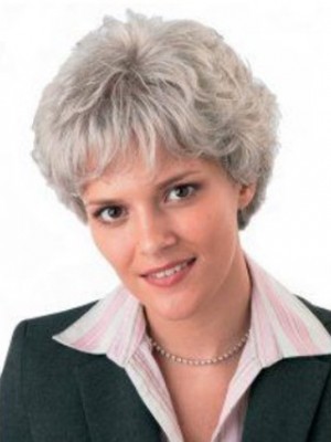 Synthetic Short Capless Gray Wig
