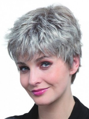 Pixie Style Synthetic Capless Gray Wig