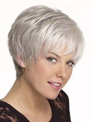 Short Synthetic Straight Gray Wig
