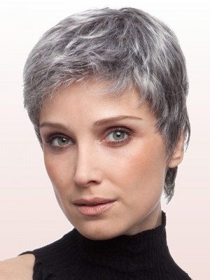 Layered Straight Lace Front Gray Wig