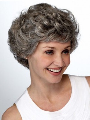 Lace Front Short Wavy Layers Gray Wig