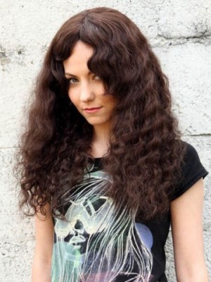 Curly Human Hair Capless Long Wig