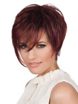 Short Straight Layers Cut Lace Front Human Hair Wig