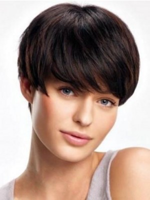 Human Hair Lace Front Short Straight Wig