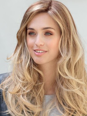 Side Part Long Lace Front Wavy Human Hair Wig
