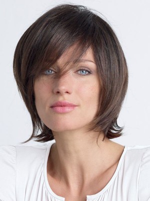 Lace Front Wavy Remy Human Hair Wig With Side Bangs