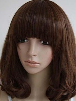 Wavy Remy Human Hair Capless Wig With Bangs