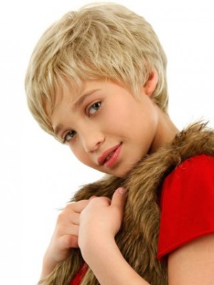 Short Shag Style Wavy Front Lace Kids Wig