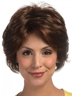 Short Synthetic Feathery Layered Style Lace Wig