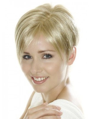 Light Blonde Short Cropped Synthetic Lace Wig