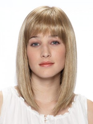 Shoulder Length Synthetic Wig With Full Bangs