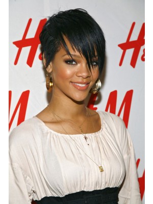 Rihanna Hairstyle Black Short Capless Wig
