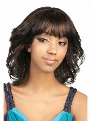 Wavy Synthetic Capless Wig With Bangs
