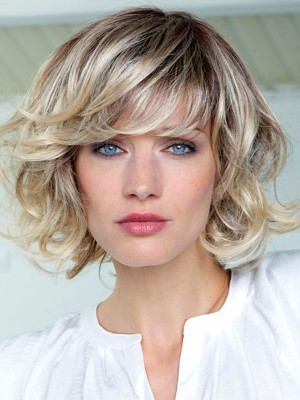 Wavy Synthetic Lace Front Wig With Bangs