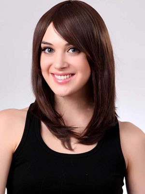 Straight Medium Length Capless Synthetic Wig Without Bangs