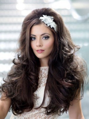 Long Wavy Capless Synthetic 3/4 Wig