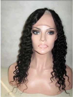 U Part Long Curly Remy Human Hair Wig
