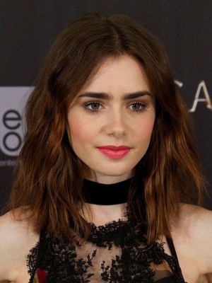 Top Quality Lily Collins Lace Front Remy Human Hair Wig