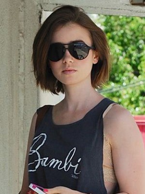 Layered Lily Collins Lace Front Remy Human Hair Wig