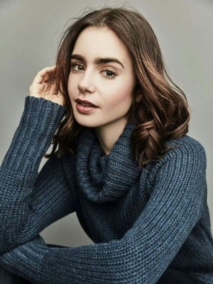Affordable Lily Collins Lace Front Synthetic Wig