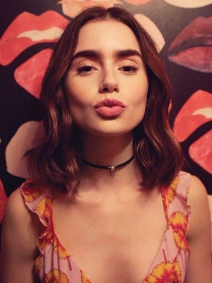 Elegant Lily Collins Lace Front Synthetic Wig