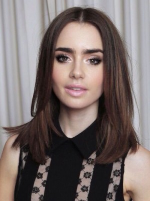 Seductive Lily Collins Lace Front Synthetic Wig