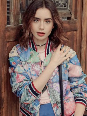 Popular Lily Collins Lace Front Synthetic Wig