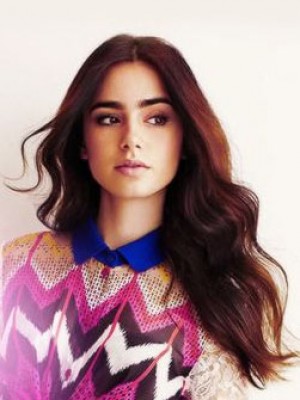 Marvelous Lily Collins Lace Front Synthetic Wig