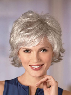 Cool Gray Wig Capless With Wispy Layers